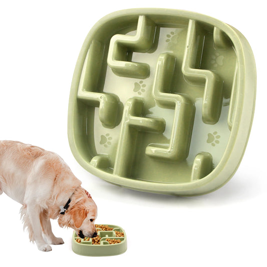 Wagmint Slow-Down Feeder Bowl, 18.5 cm square maze bowl in green